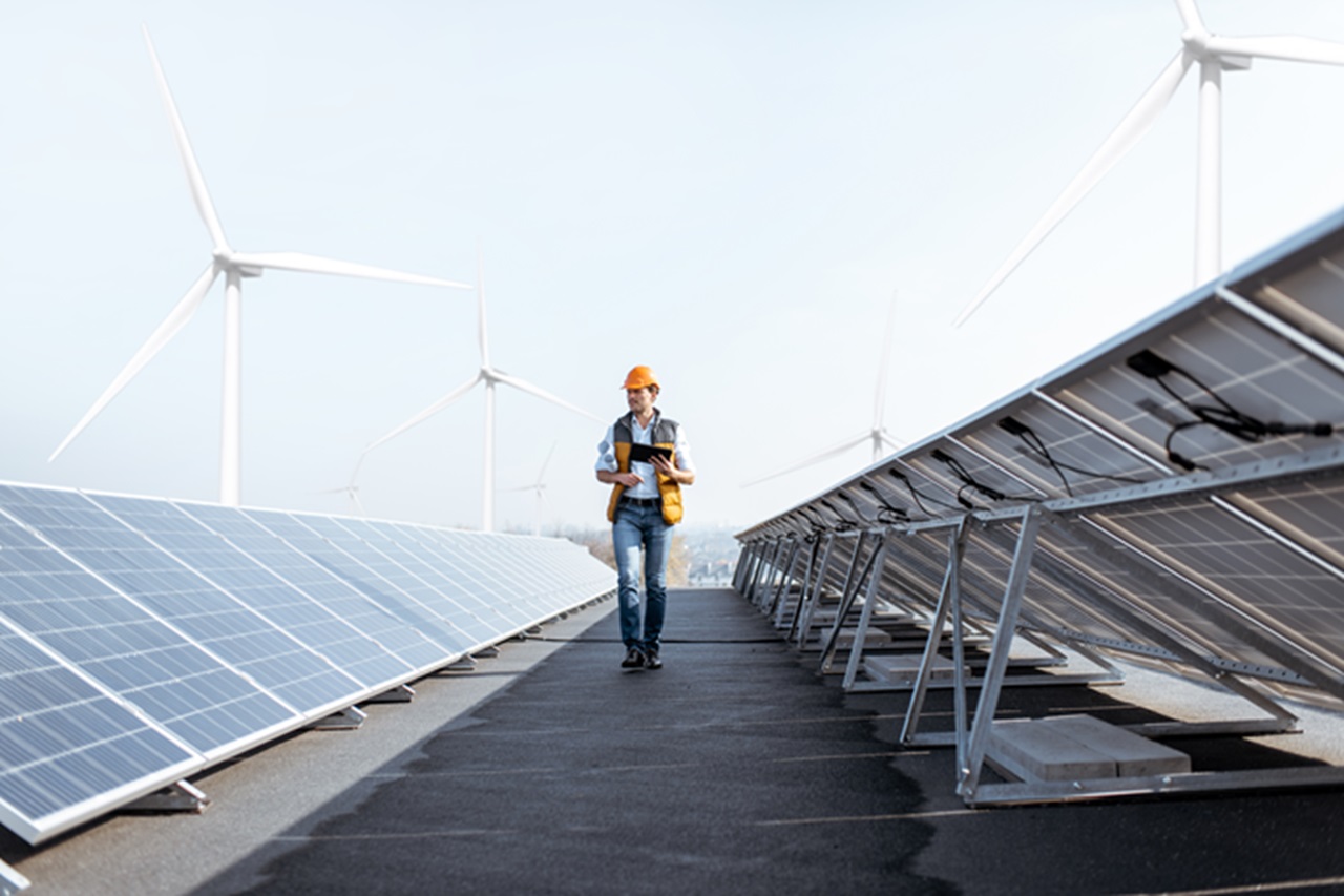 Engineer on a solar power plant risk engineer